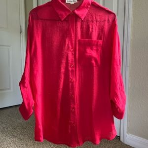 Indigo rose red long sleeve blouse new